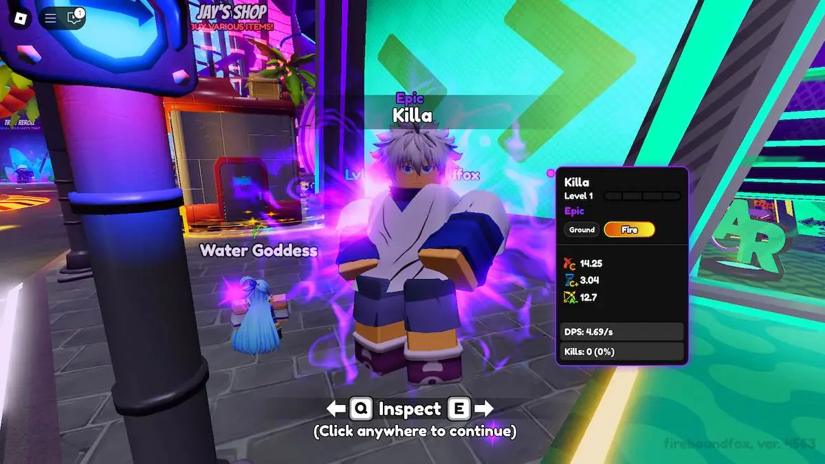 Killa dans Anime Reborn sur Roblox.