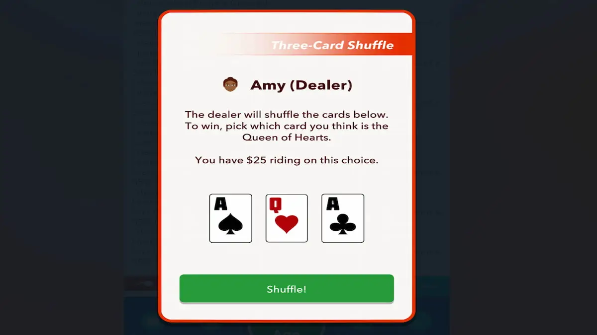 Le jeu ShuffleCasino dans BitLife