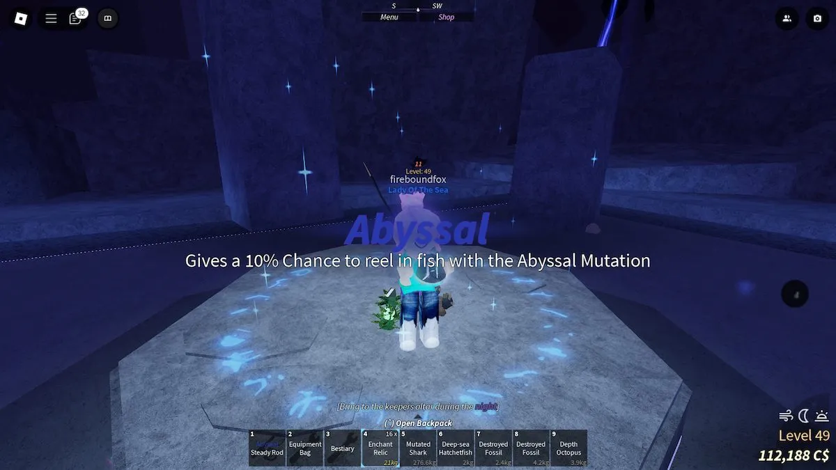 Gagner l’enchantement abyssal en Fisch sur Roblox.