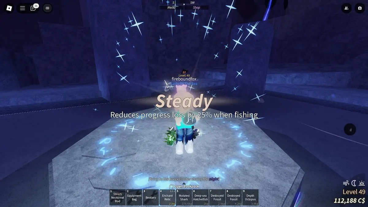 Gagner le Steady Enchant dans Fisch sur Roblox.