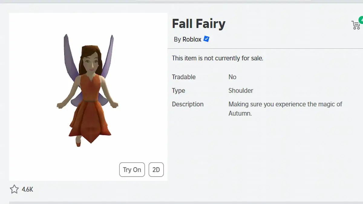 Un UGC de fée d’automne dans Roblox