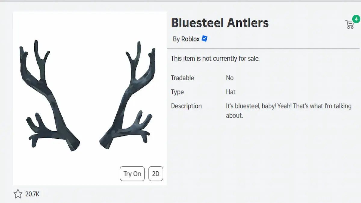 Un UGC Antler dans Roblox