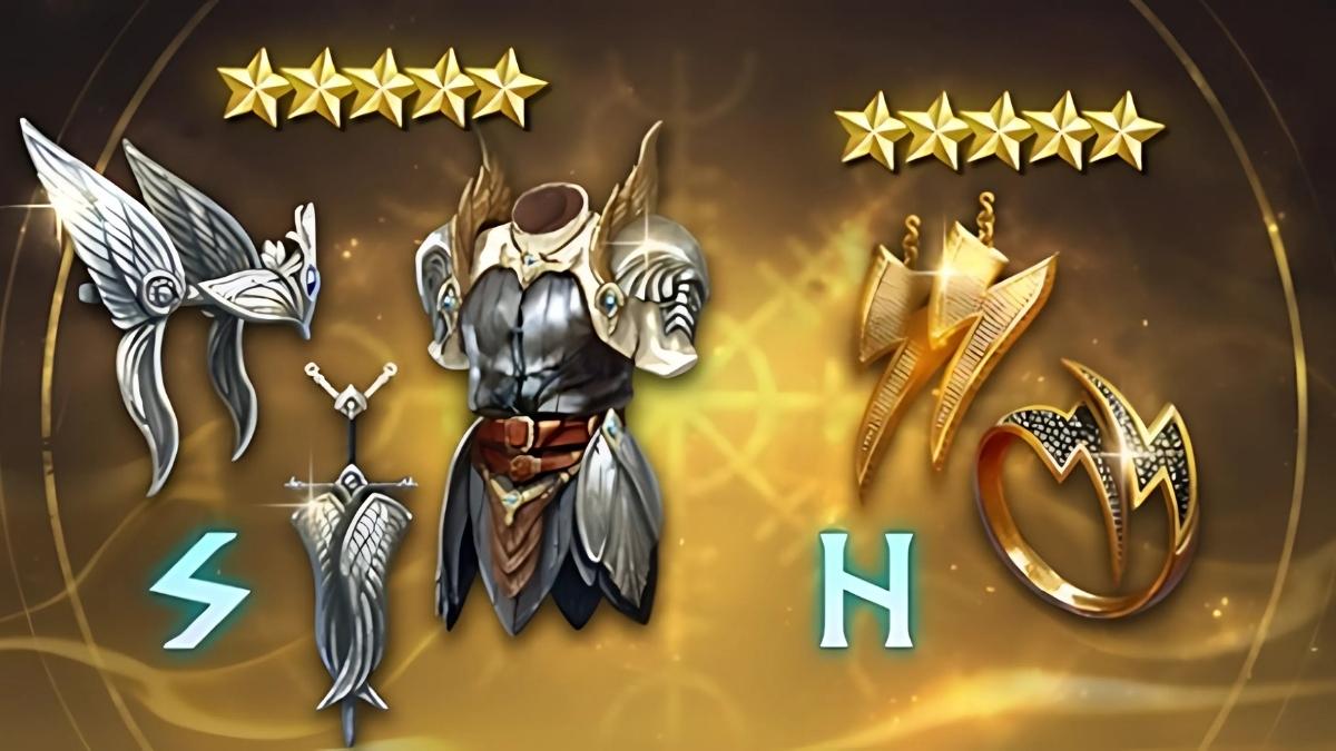 équipement doré cinq étoiles dans King Arthur Legends Rise.