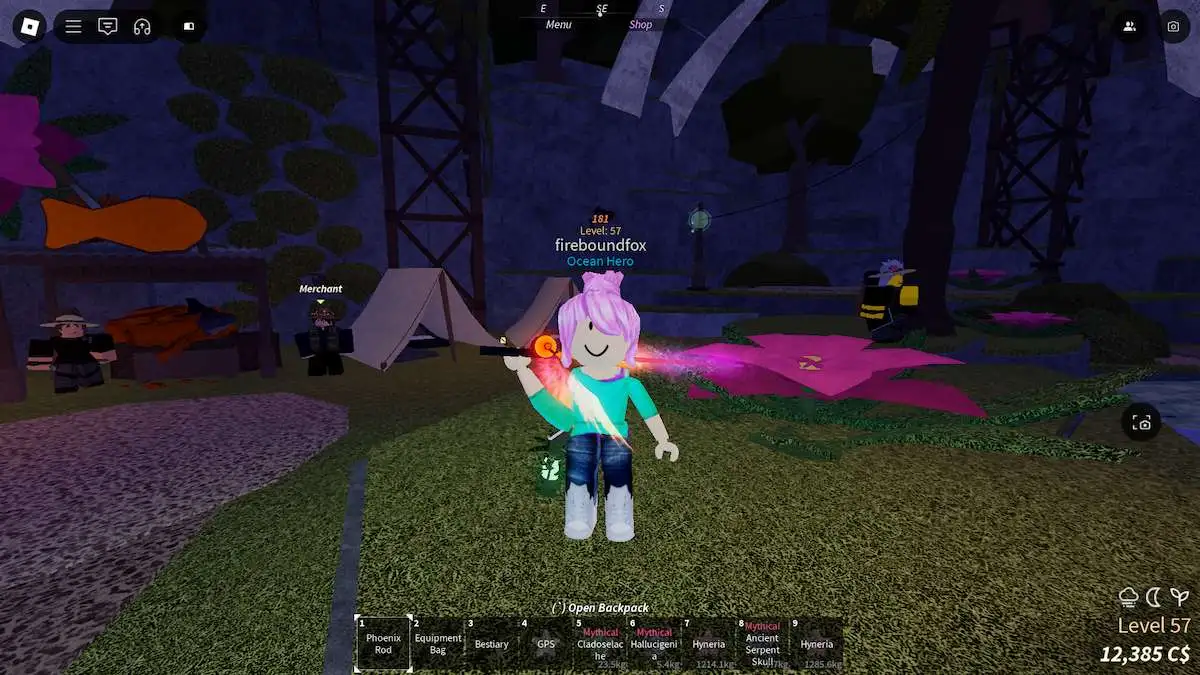 Utilisation du Pheonix Rod dans Roblox Fisch.