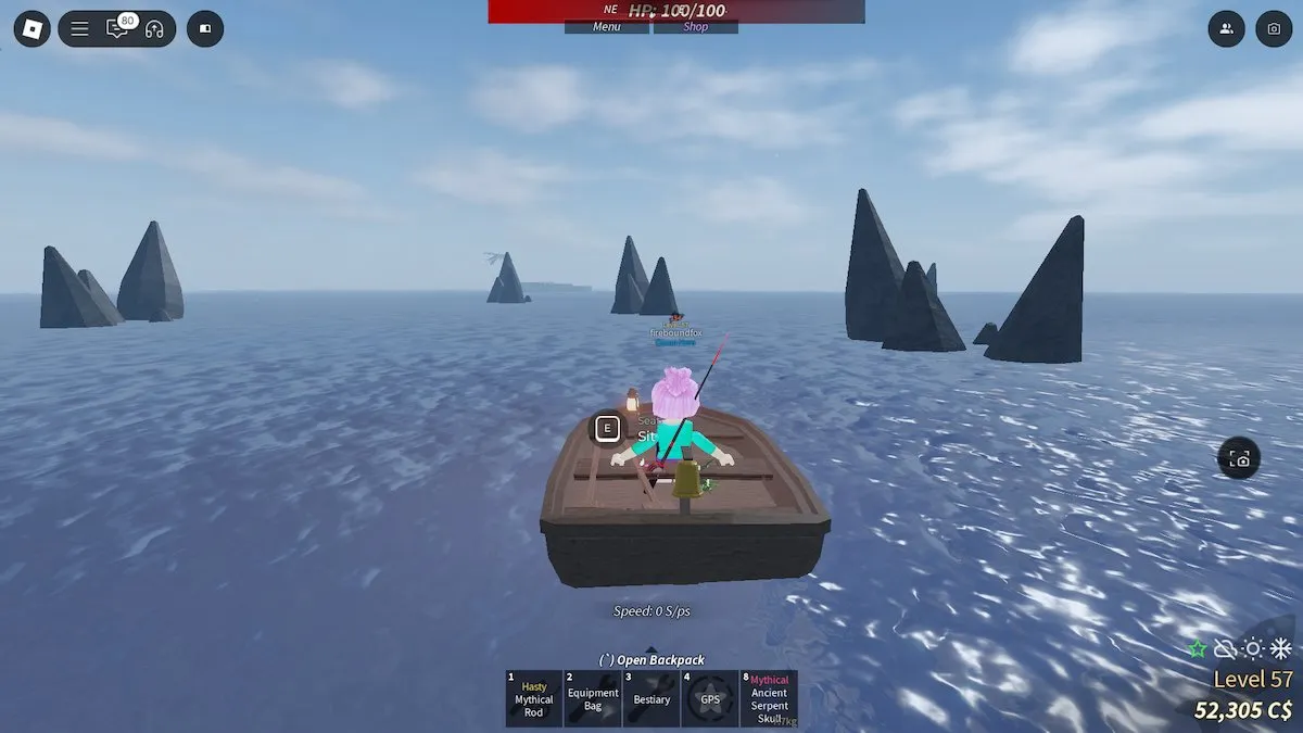 Navigation vers l'île antique sur Roblox Fisch.