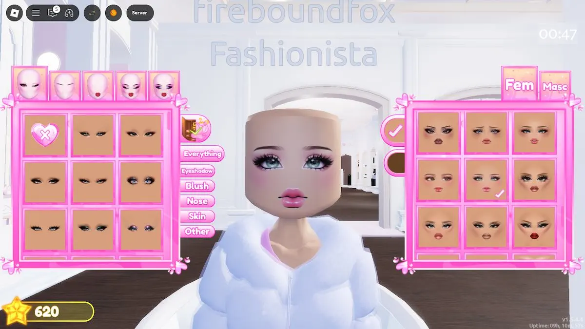 Choisir le maquillage pour un style Harajuku dans Roblox Dress to Impress.