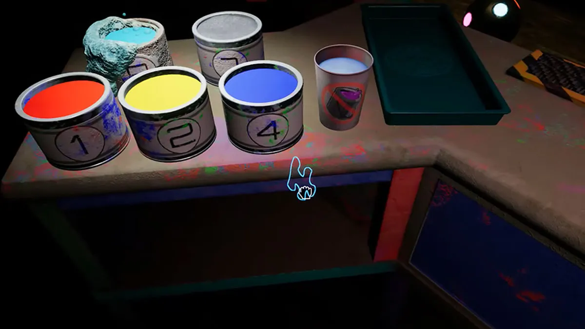 Une pièce de puzzle sous une table dans FNAF Help Wanted 2.