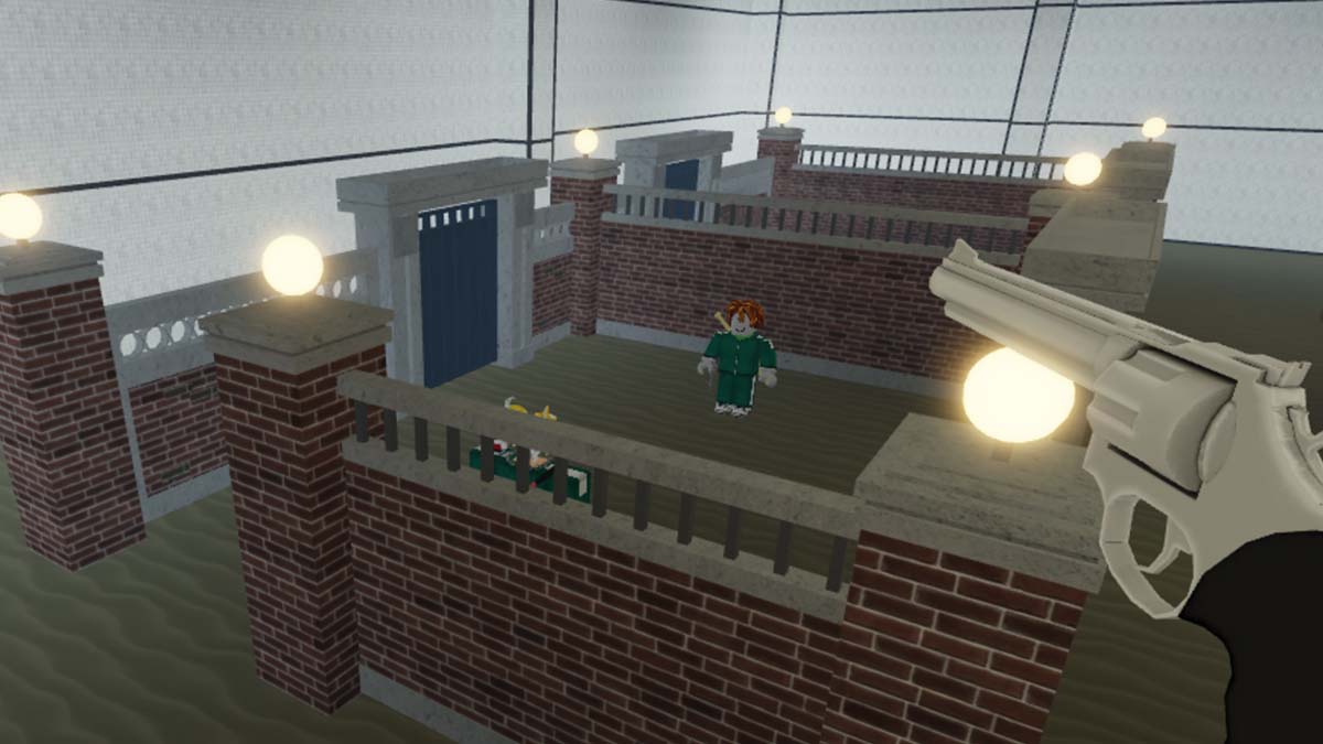 Joueurs jouant aux billes dans Squid Game Roblox.