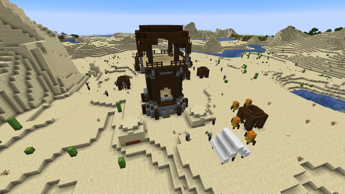 Un avant-poste de pilleur Minecraft au sommet d'un temple du désert