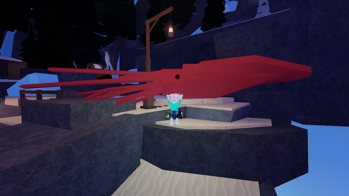 Un calmar colossal dans Roblox Fisch.