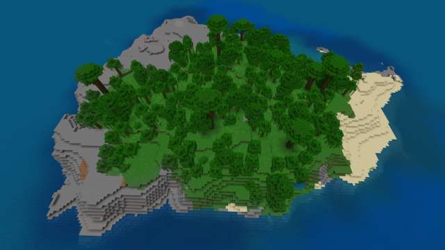 Une petite île de la jungle avec un ensemble de ruines du sentier dans Minecraft