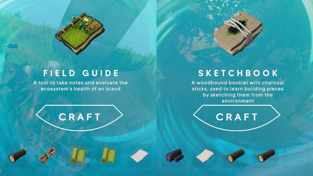 Les recettes du Guide Book et du Sketch Book dans Aloft.