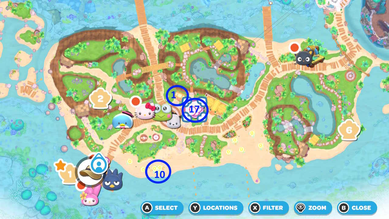 Seaside Resort Nul Emplacements dans Hello Kitty Island Adventure.