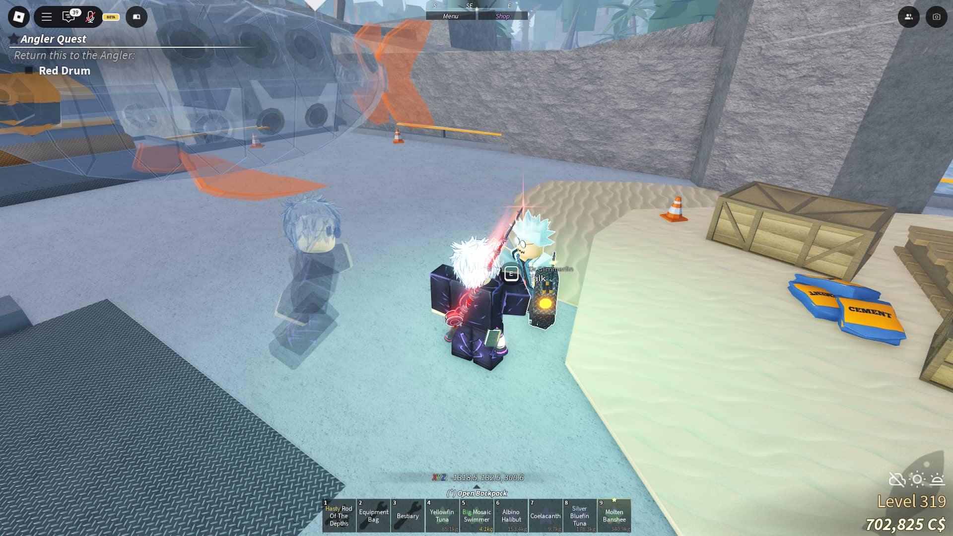 Dr Glimmerfin Marianas Veil NPC Lieu dans Fisch Roblox Experience