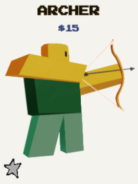 Unité archer de l'expérience de la défense de la tour de stud Roblox.