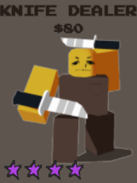 Unité des concessionnaires de couteaux de l'expérience Roblox de la défense de la tour de stud.