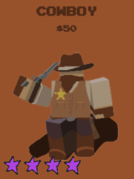 Unité de cow-boy de l'expérience de la défense de la tour de stud Roblox.