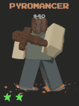 Unité pyromancienne de l'expérience de Roblox de la défense de la tour de stud.