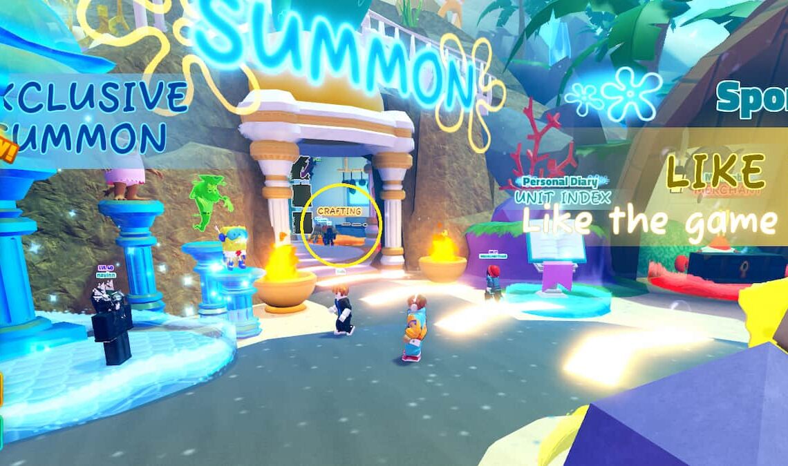 The Crafting Area in SpongeBob Tower Defense
