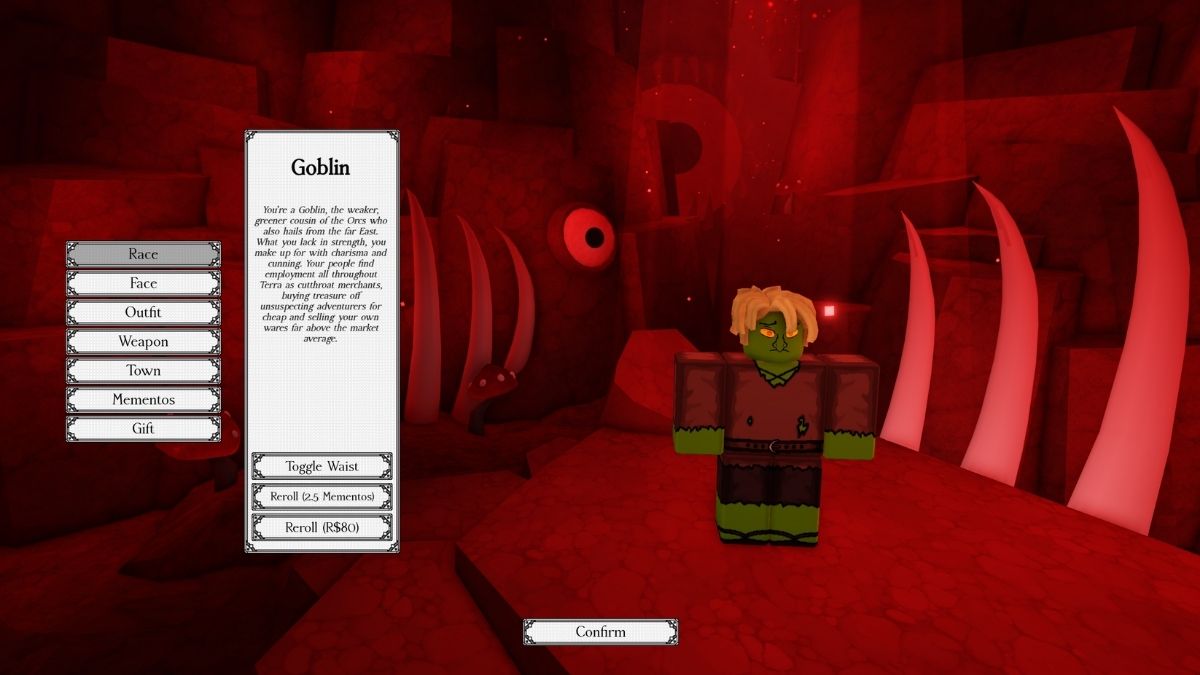 Race Rerroll dans Rogueblox