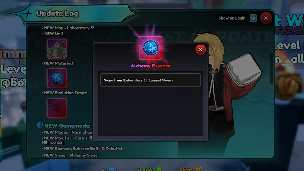 Source d'essence d'alchimie dans le dernier stand de l'anime