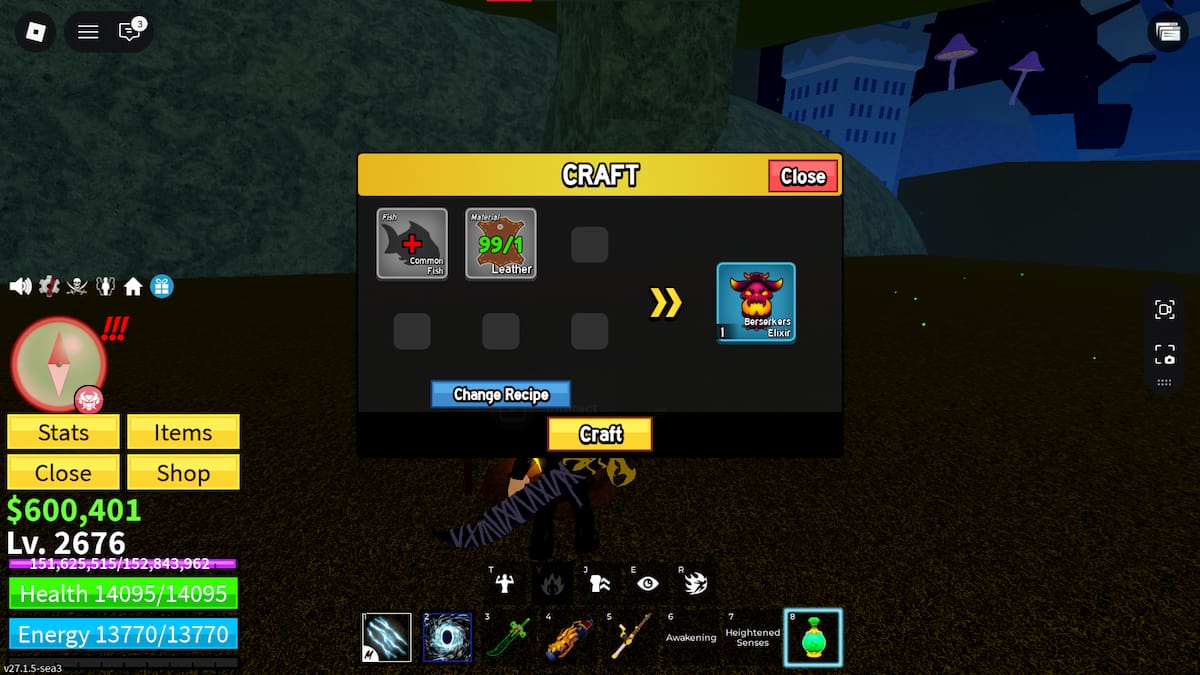 Potions Crafting dans Blox Fruits