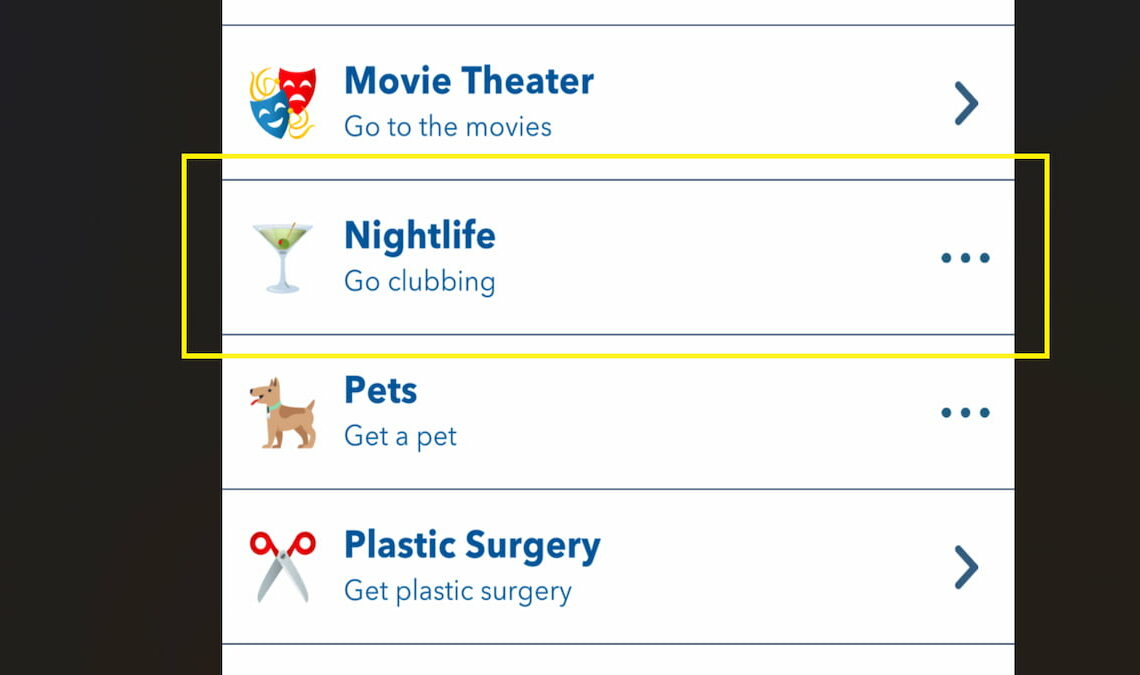 The Nightlife BitLife option