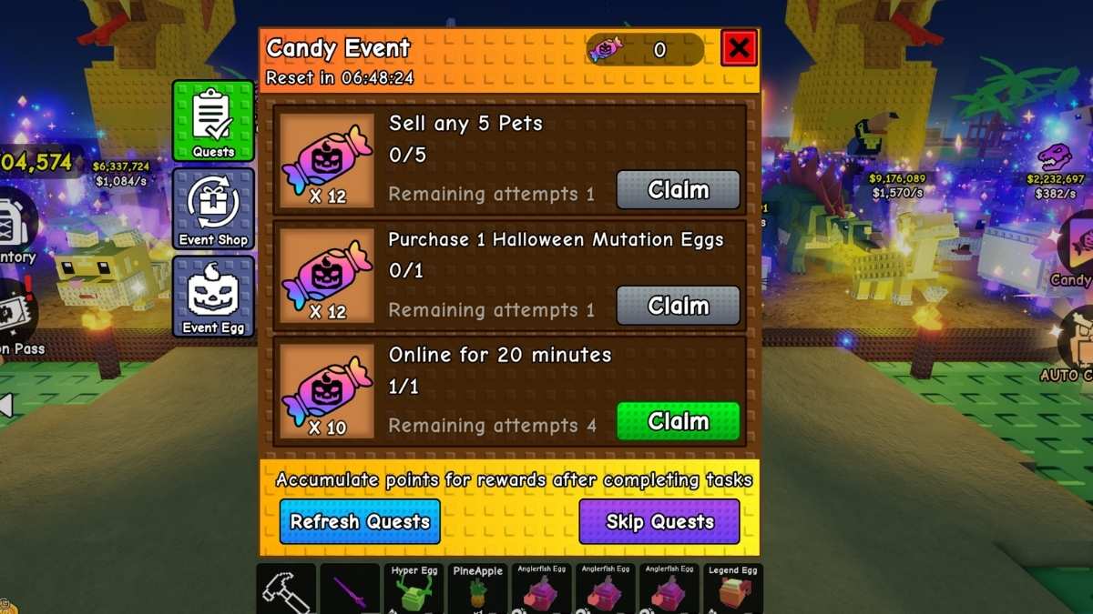 Quêtes de bonbons dans Construire un zoo