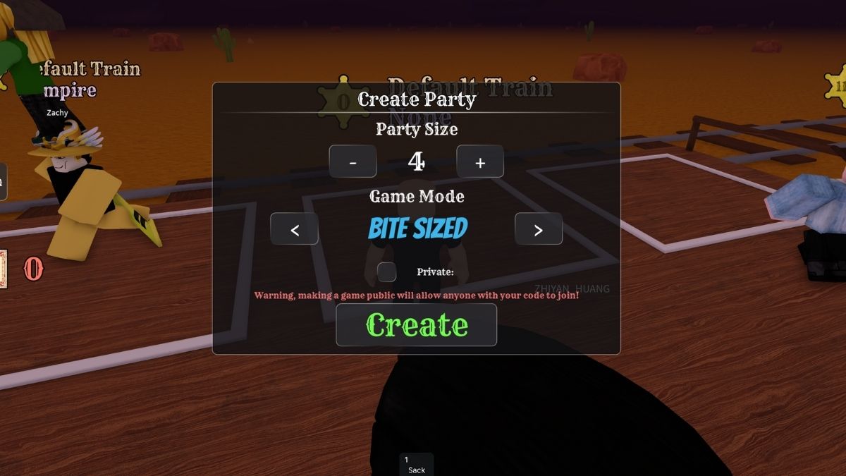 Sélection du mode de jeu dans Dead Rails