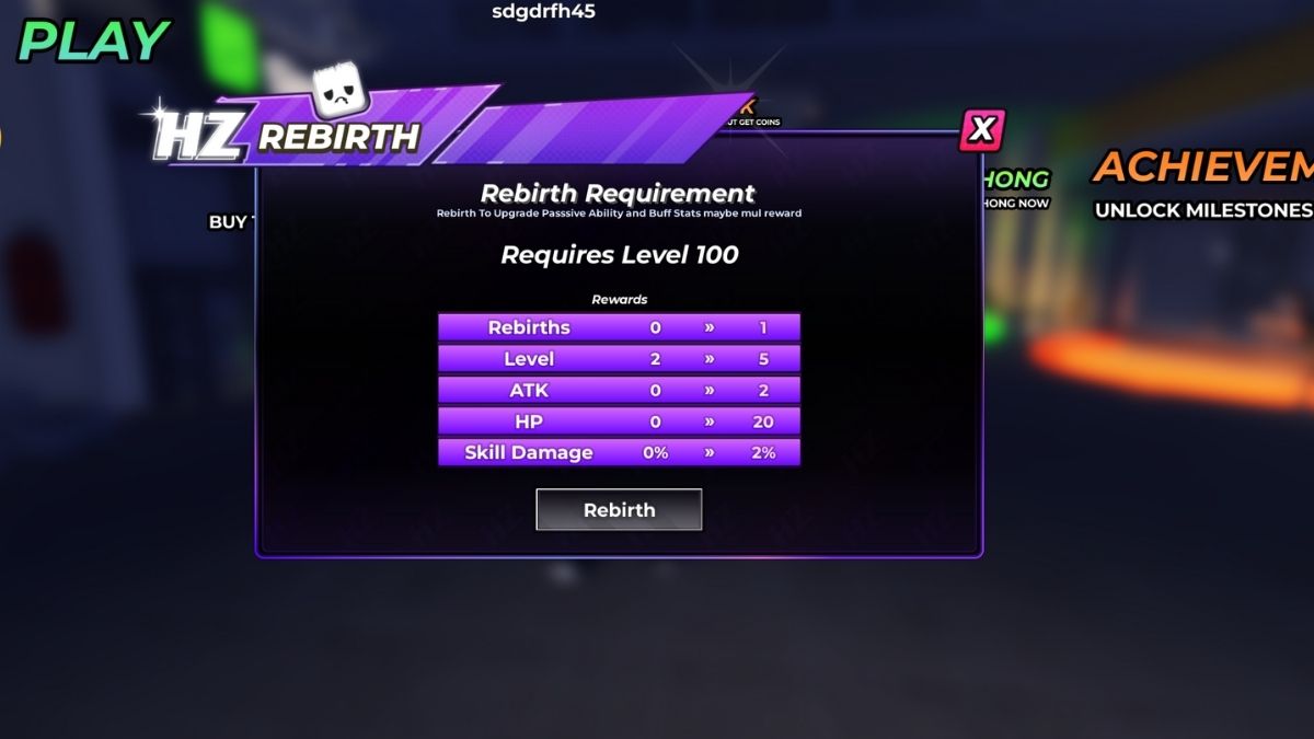 Effectuer une renaissance dans Hunty Zombies