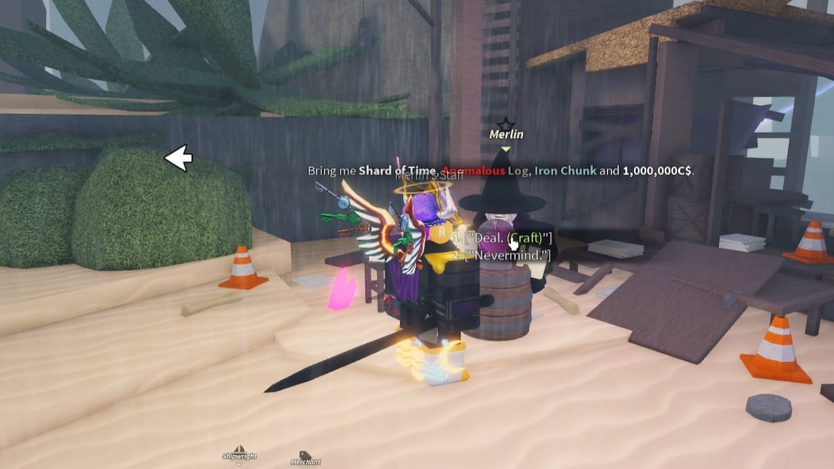 Un joueur parlant avec Merlin