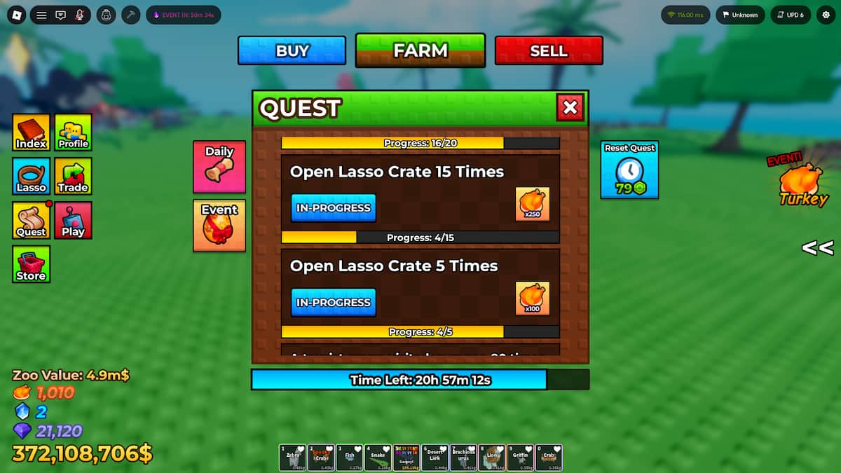 Gagnez des jetons de dinde en élevant des animaux