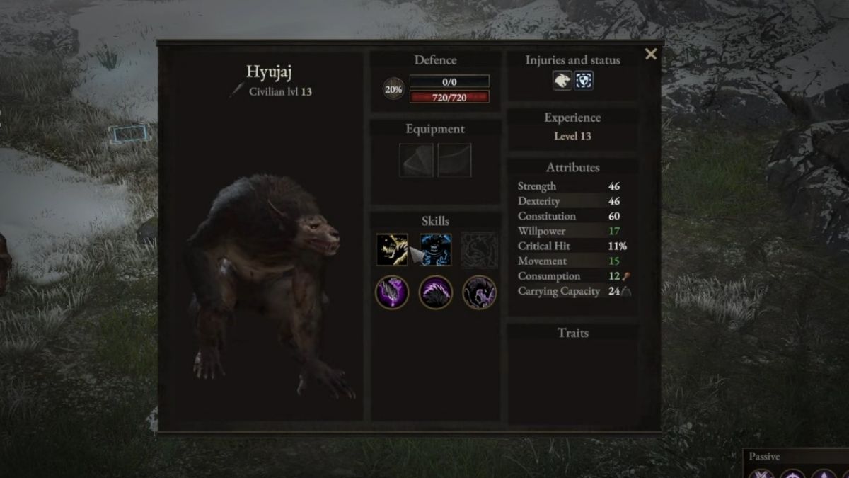 Loup-garou lycanthrope hyperthropié dans Wartales