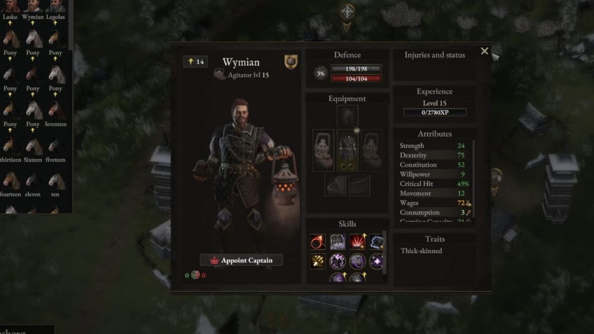 Thaumaturge dans Wartales