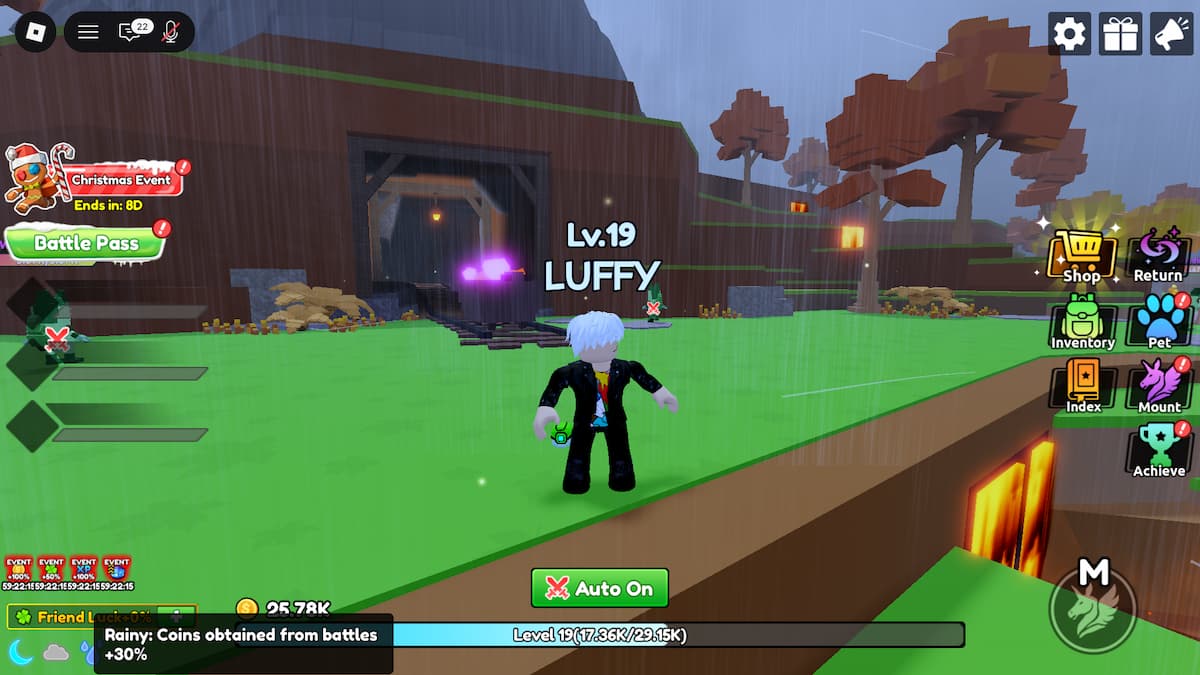 Temps pluvieux à Attraper un monstre