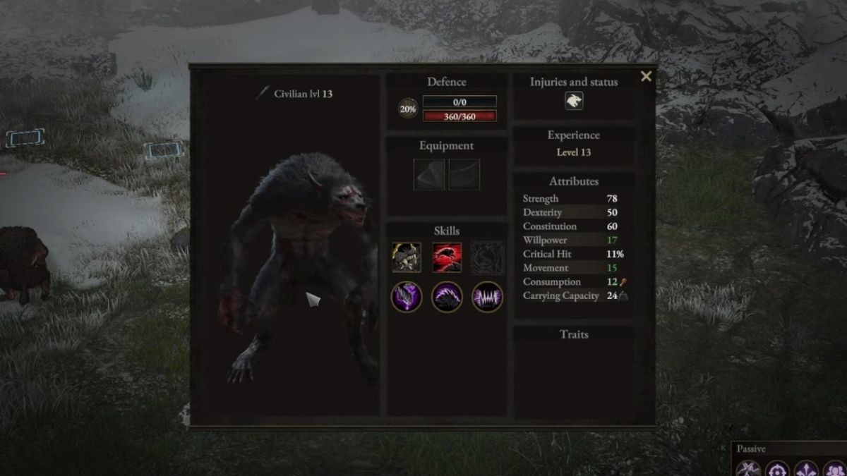 Lycanthrope dans Wartales