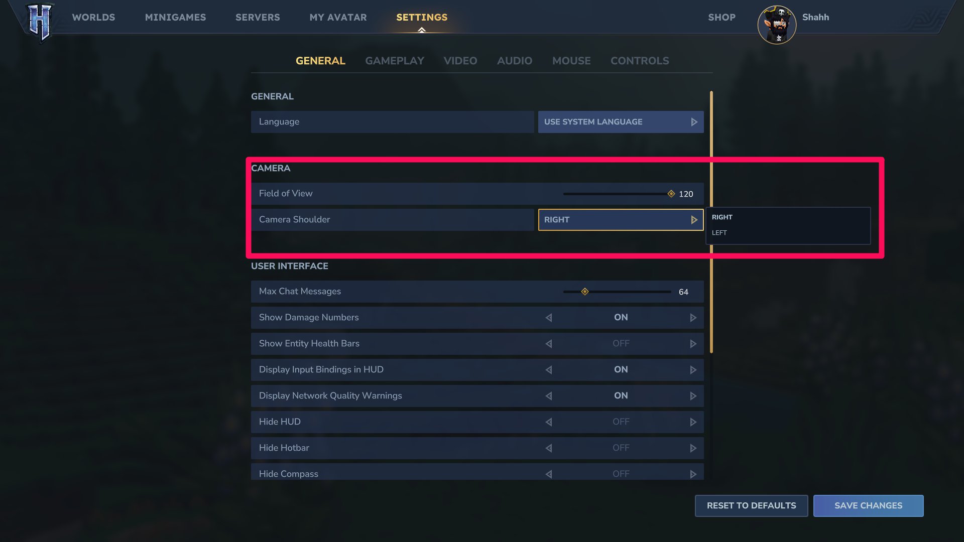 Changer la distance de la caméra dans Hytale