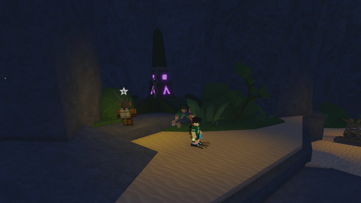 Un obélisque violet en poisson