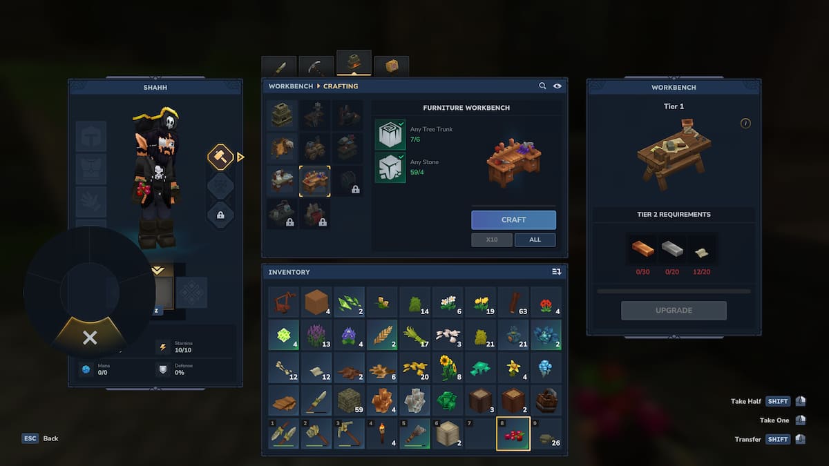 Établi d'artisanat à Hytale