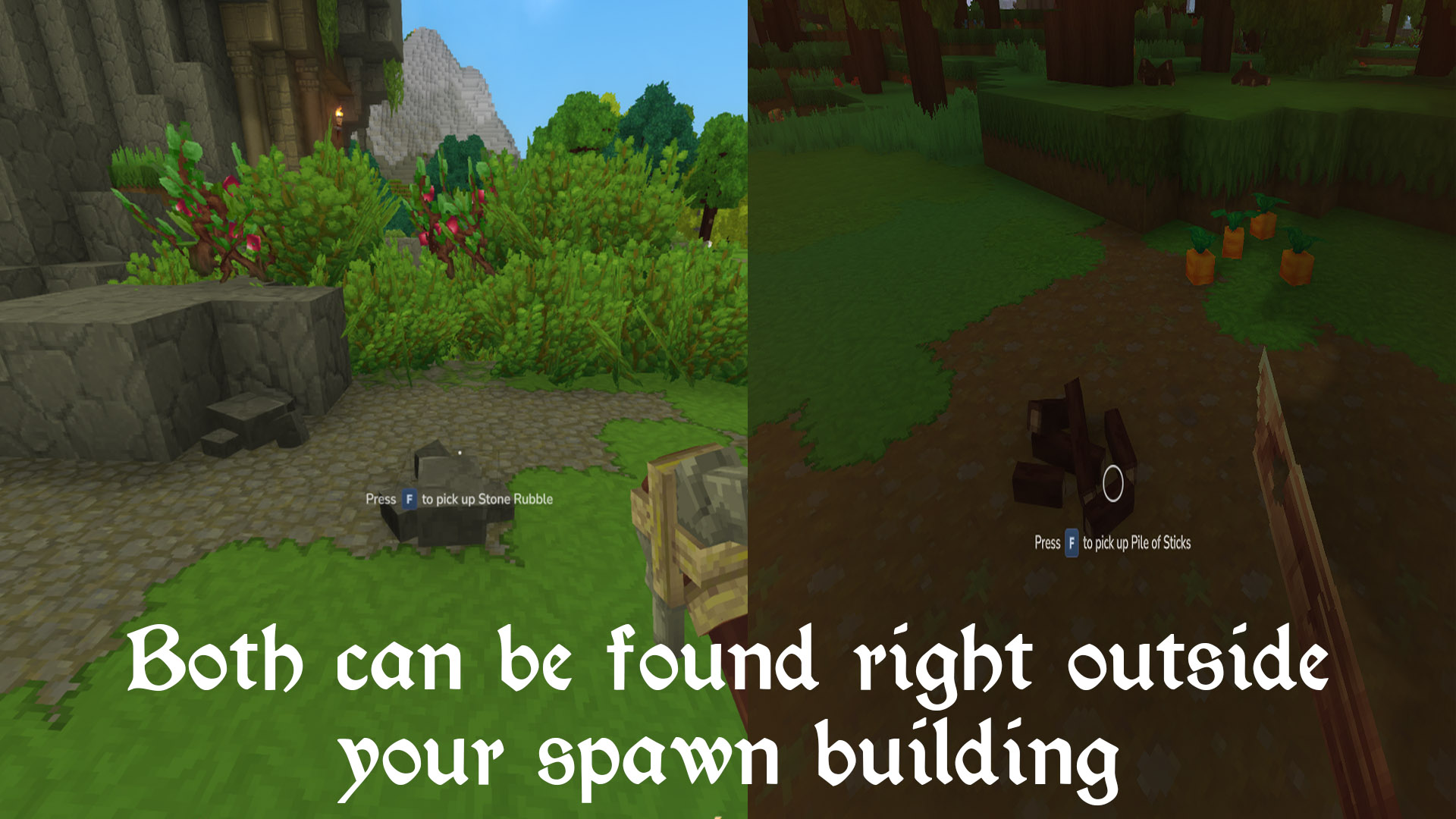 comment récupérer des décombres et des bâtons à Hytale