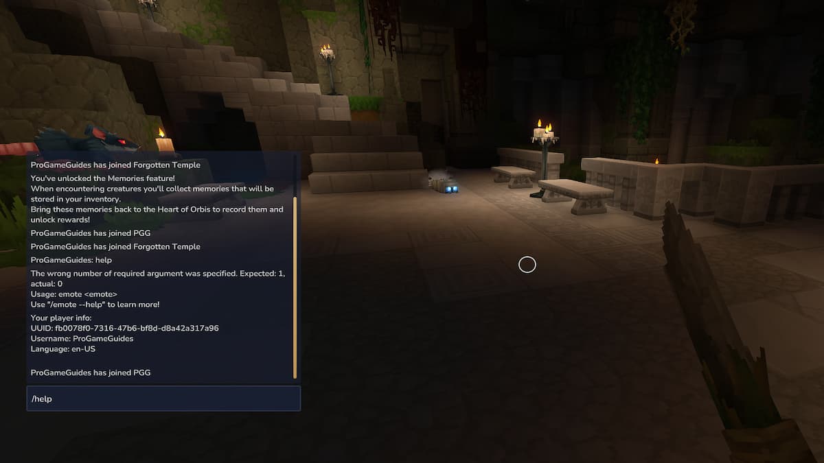 La boîte de discussion des commandes de la console