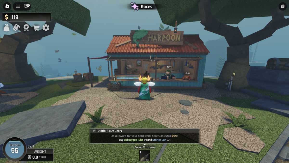 Vous pouvez vous procurer des armes dans la boutique Harpoon d'Abyss.