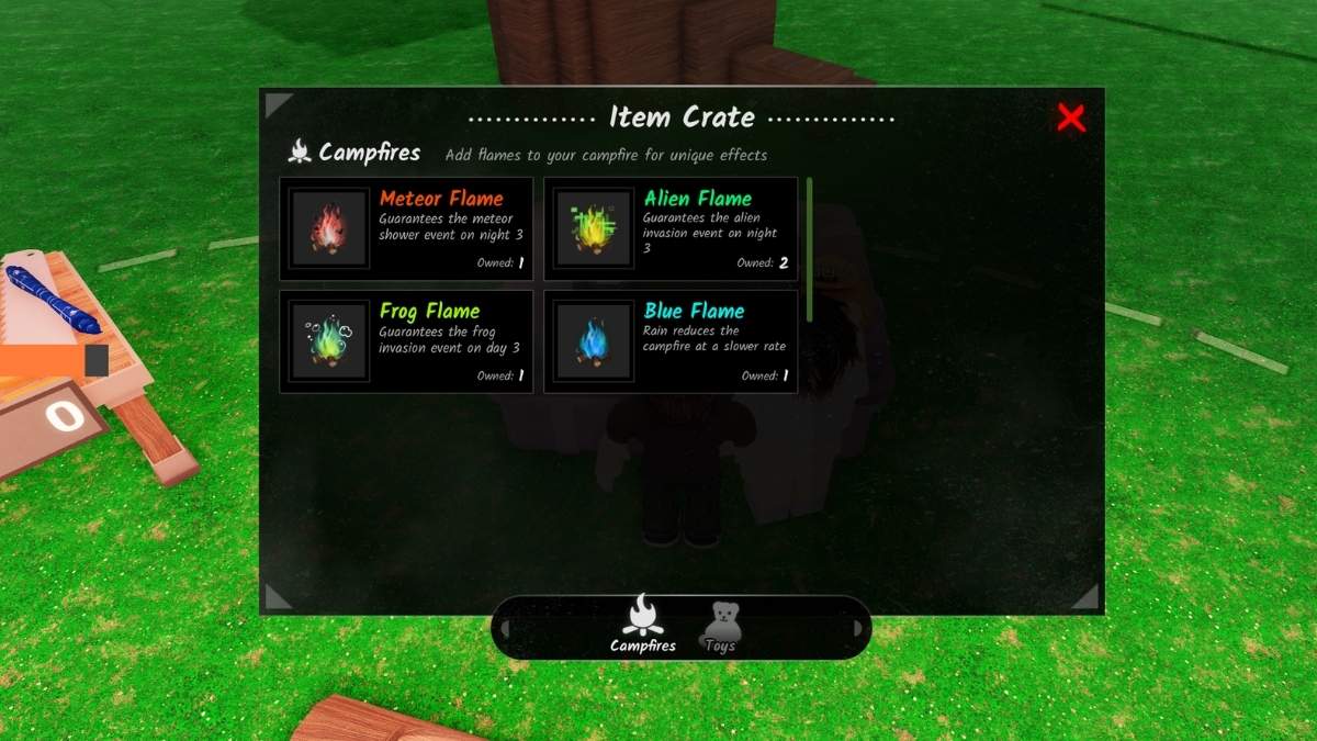 Tous les types de feu dans 99 nuits dans la forêt