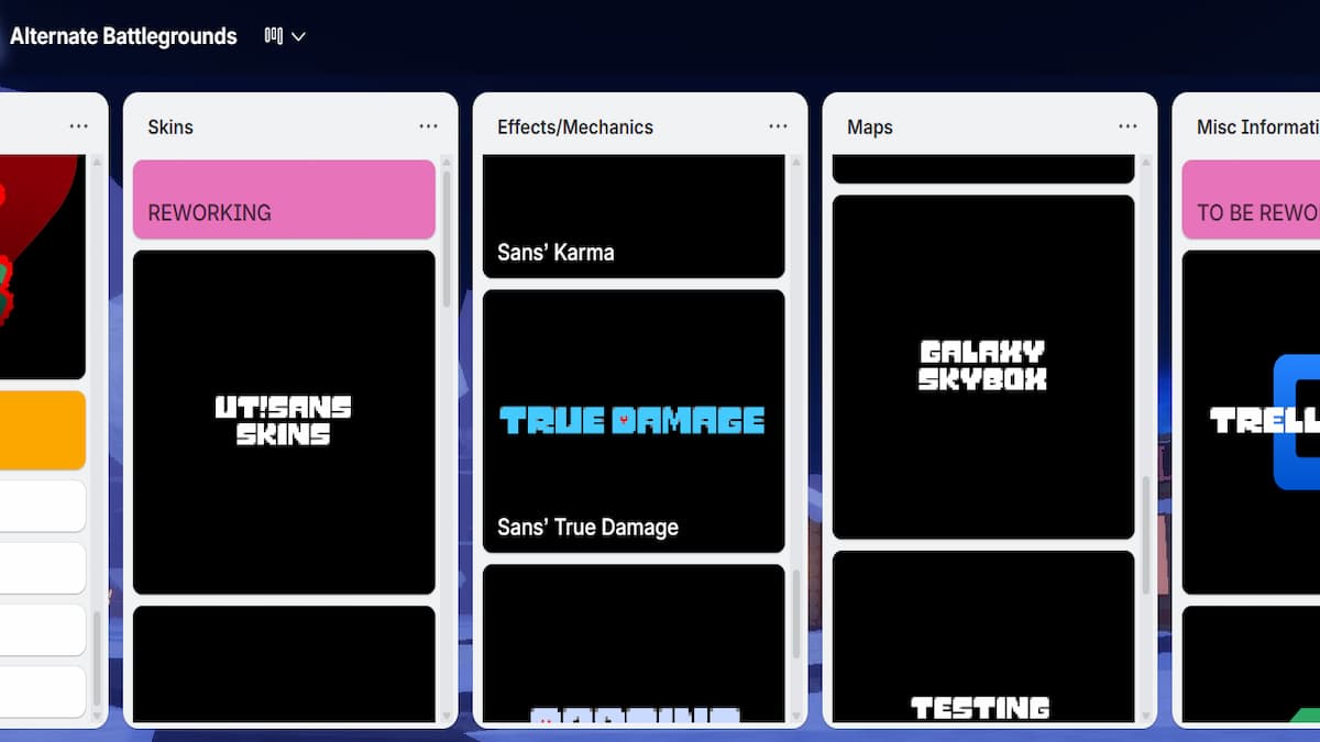 Le tableau Trello des champs de bataille alternatifs