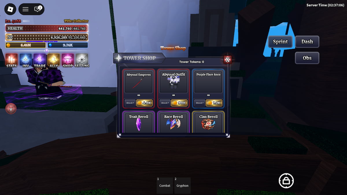 Boutique de la tour à Sailor Piece