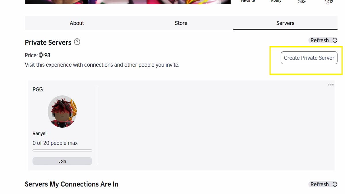 L'achat du menu privé