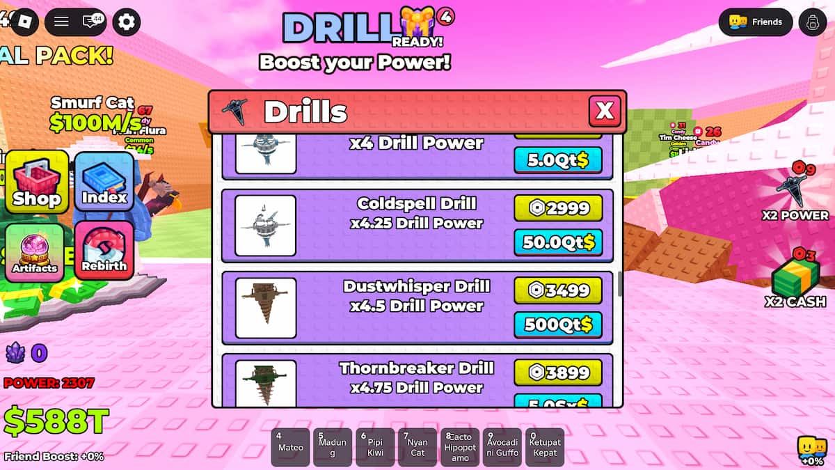 Augmentez la puissance de forage dans Drill for Brainrots