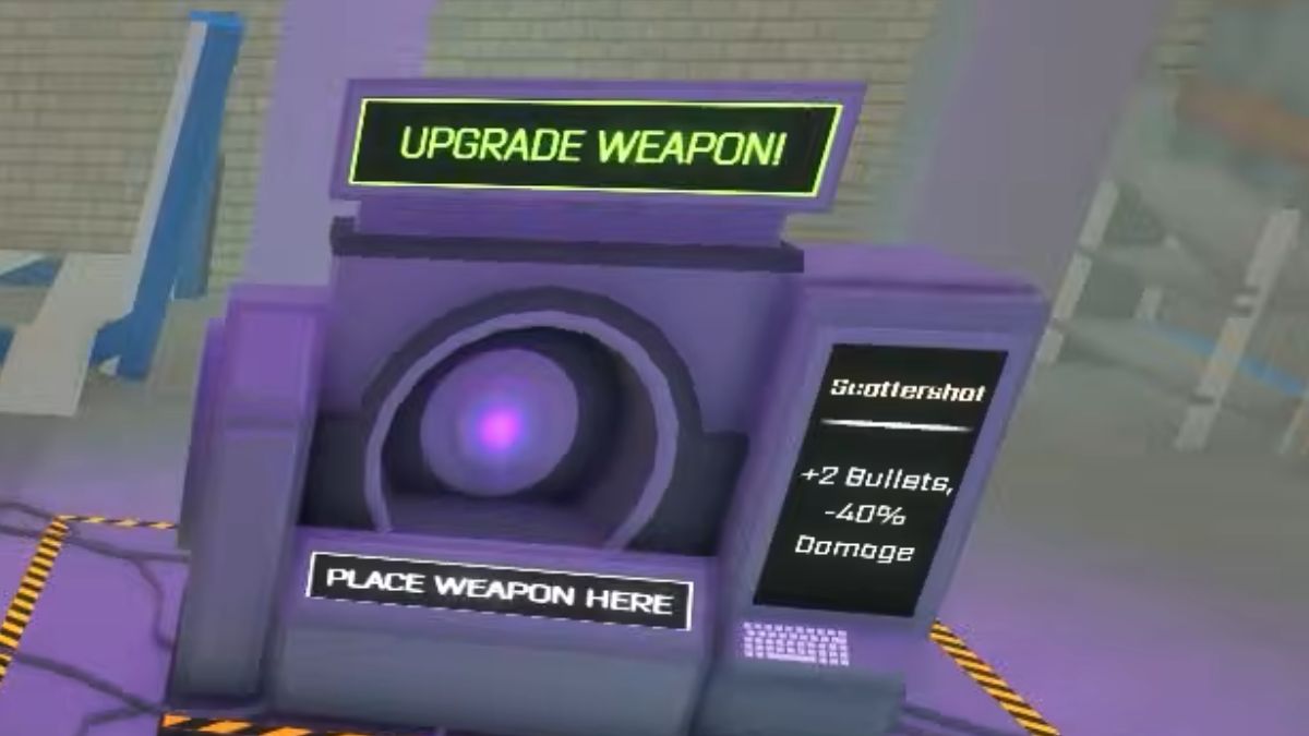 Un outil de mise à niveau d'arme réparé dans Survive the Apocalypse, montrant l'enchantement Scattershot