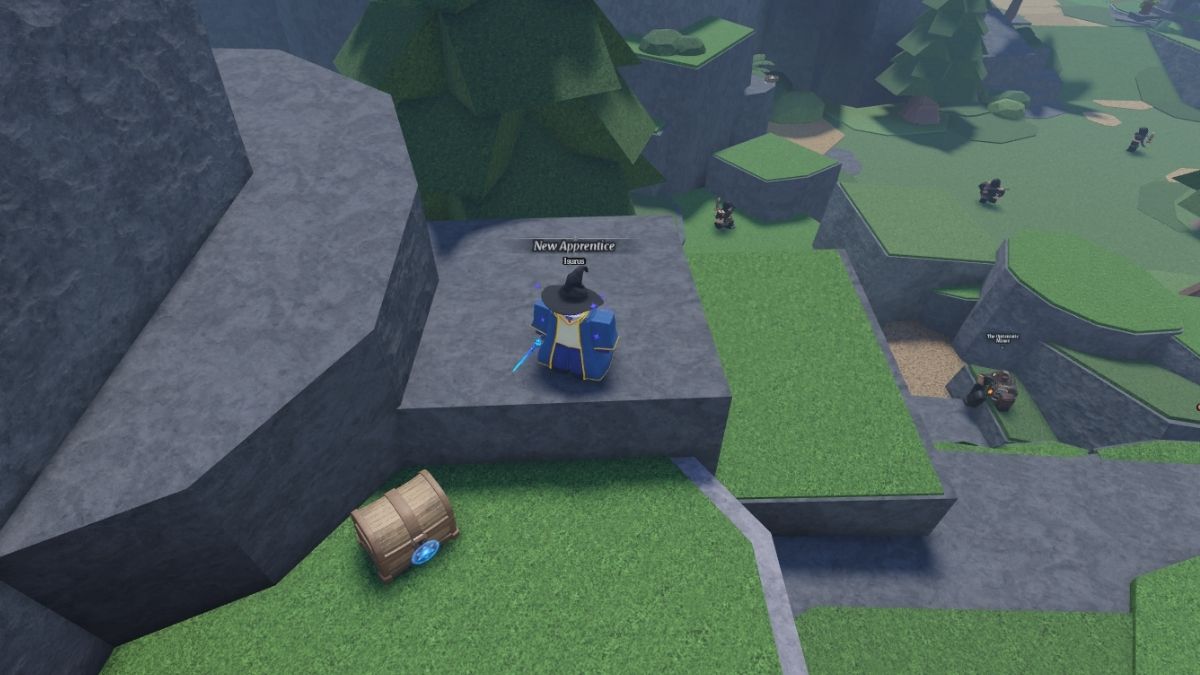 Le coffre au sommet de la mine dans le jeu Wizard Alchemy Roblox