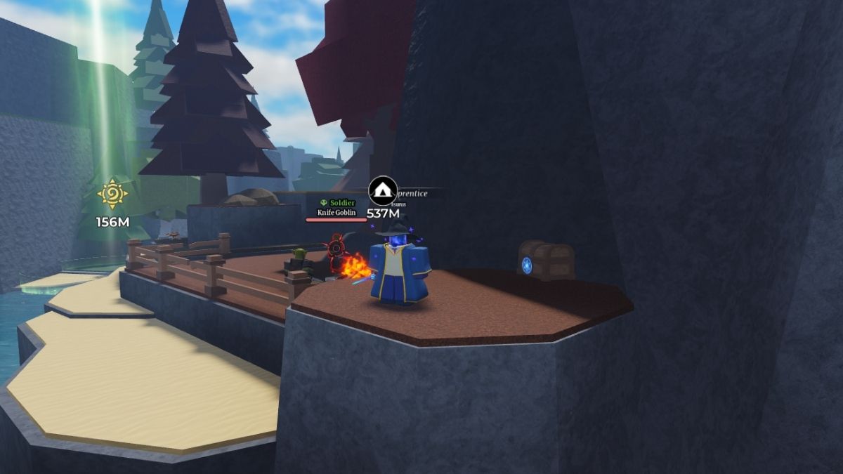 Le coffre de Wizard Alchemy est situé juste devant le point d'apparition sur une plate-forme